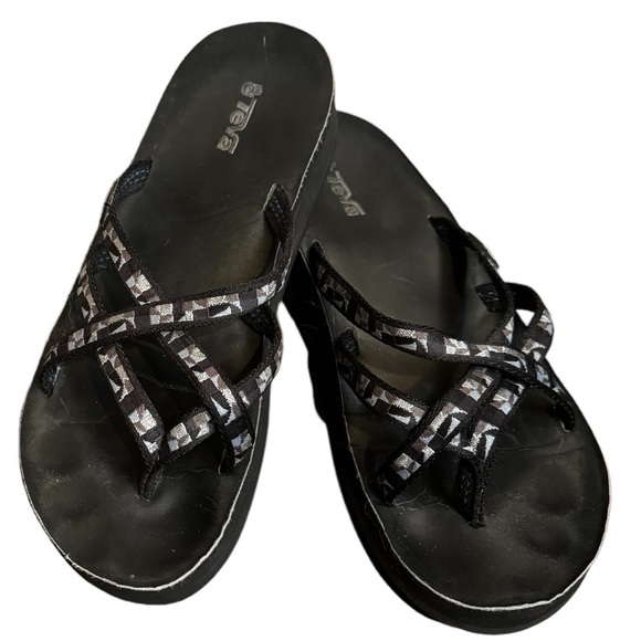 TEVA BOOST Strappy Slip On Women’s Wedge Performance Sandal Size 8 Glittery EUC - Picture 1 of 15